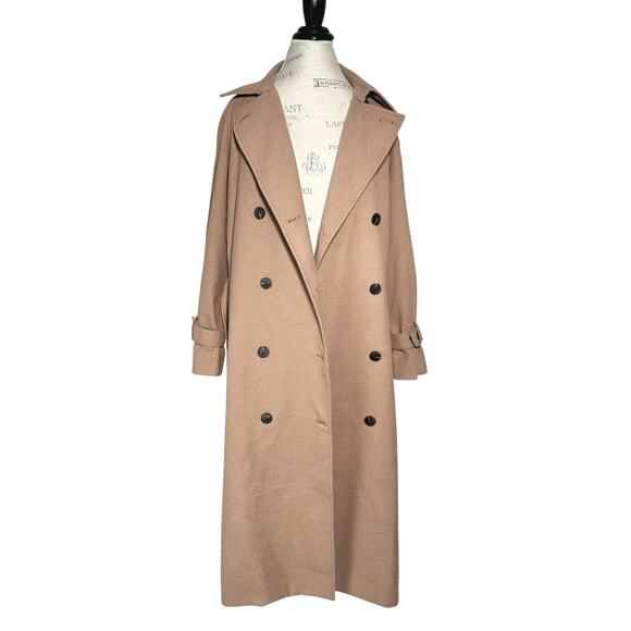 H&M | Women | Dark Beige Neutral Classic Belted Long Twill Trench Coat | Small - Picture 5 of 16